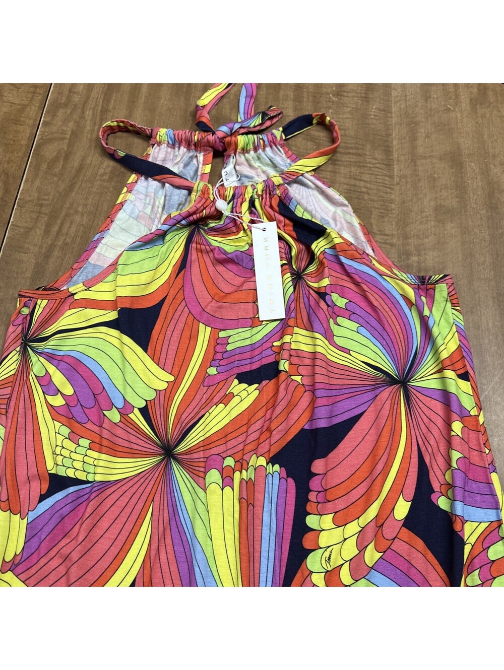 Trina Turk Women's multi color Printed Halter Maxi Dress size small